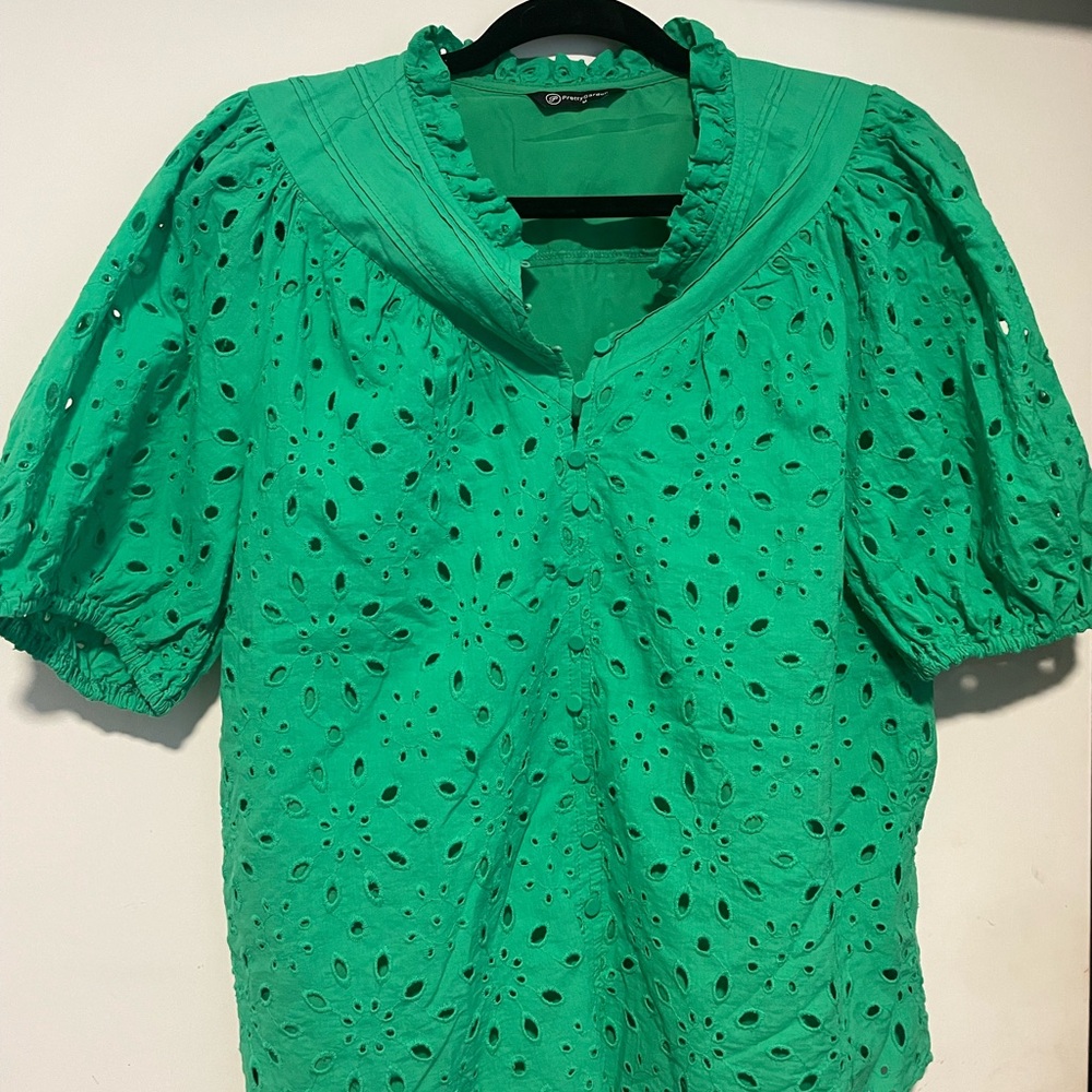 Elegant Green Eyelet Blouse